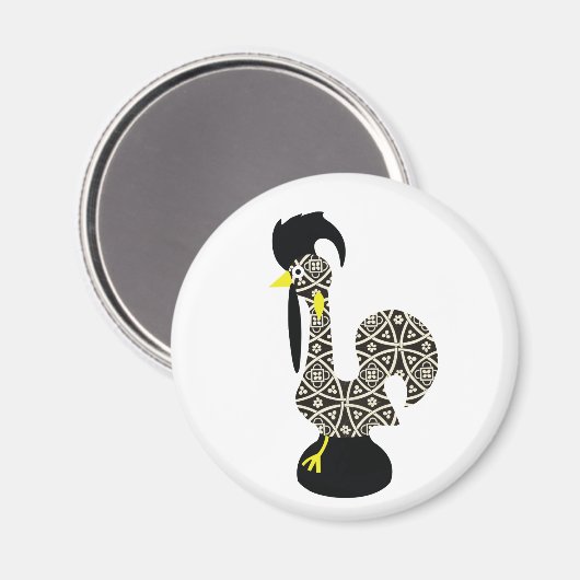 Black Pattern, Galo de Barcelos Magneet (Voorkant / Achterkant)