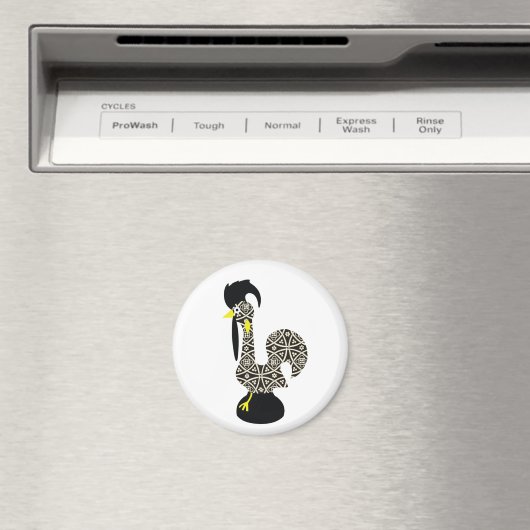 Black Pattern, Galo de Barcelos Magneet (Insitu (Vaatwasser))