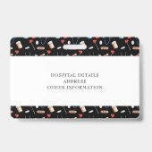 Black Pattern Nurse Healthcare Logo Horizontal ID Badge (Achterkant)