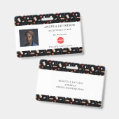 Black Pattern Nurse Healthcare Logo Horizontal ID Badge (Voor- en achterkant)