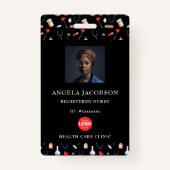 Black Pattern Registered Nurse Healthcare Logo Badge (Voorkant)