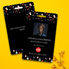 Black Pattern Registered Nurse Healthcare Logo Badge