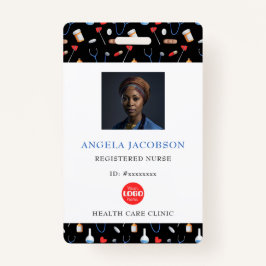 Black Pattern Registered Nurse Healthcare Logo QR Badge
