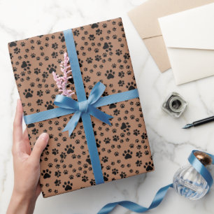 Black Paw Afdrukken op Bruin Cadeaupapier