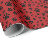 Black Paw Afdrukken op Rood Cadeaupapier (Rol Hoek)