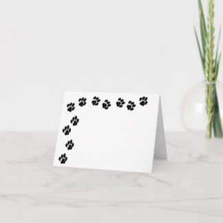 Black Paw Print Note Kaart