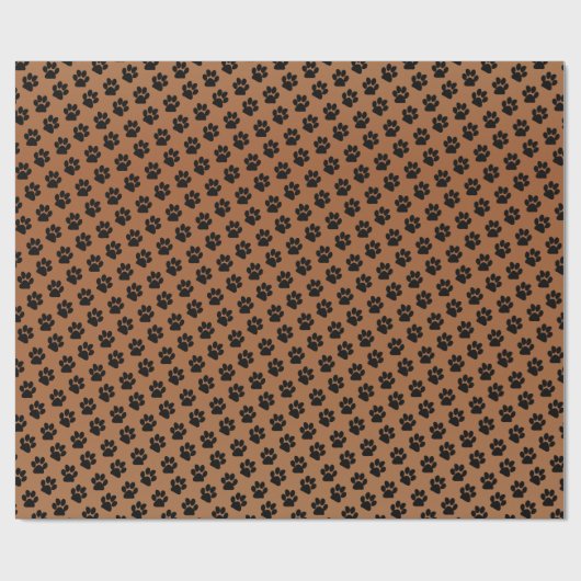Black Paw Print Pattern Cadeaupapier (Vlak)