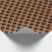 Black Paw Print Pattern Cadeaupapier (Hoek)