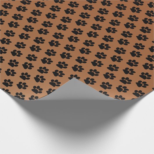 Black Paw Print Pattern Cadeaupapier (Hoek)