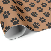Black Paw Print Pattern Cadeaupapier (Rol Hoek)