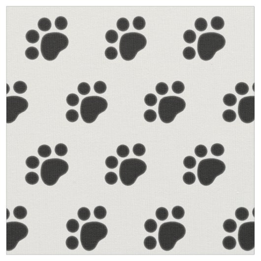 Black Paw Print Pattern Stof (Close Up)