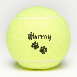 Black Paw Print Personalized Pet of Dog Name Speel Tennisballen