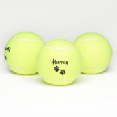 Black Paw Print Personalized Pet of Dog Name Speel Tennisballen (Multi)
