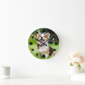 Black Paw Prints Add Your Pet Photo Ronde Klok (Huis)