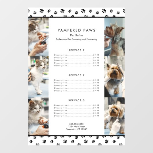 Black Paw Prints Fotocollage Huisdier Salon Servic Raamsticker (Vel)