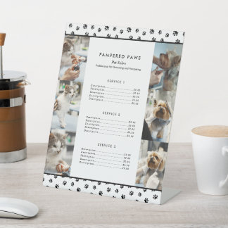 Black Paw Prints Fotocollage Huisdier Salon Servic Reclamebord Met Voetstuk