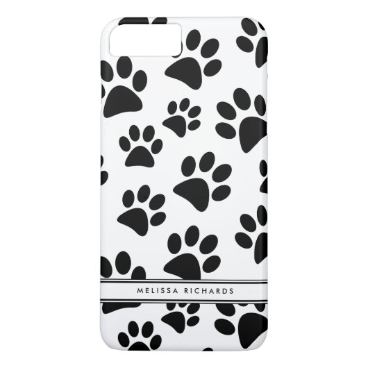 Black Paw Prints Gepersonaliseerde iPhone 7 Hoesje (Achterkant)