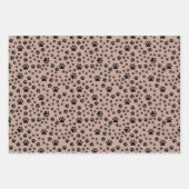 Black Paw Prints op Antiek Messing Inpakpapier Vel (Voorkant)