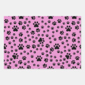 Black Paw Prints op Bubblegum Roze Inpakpapier Vel (Voorkant 2)