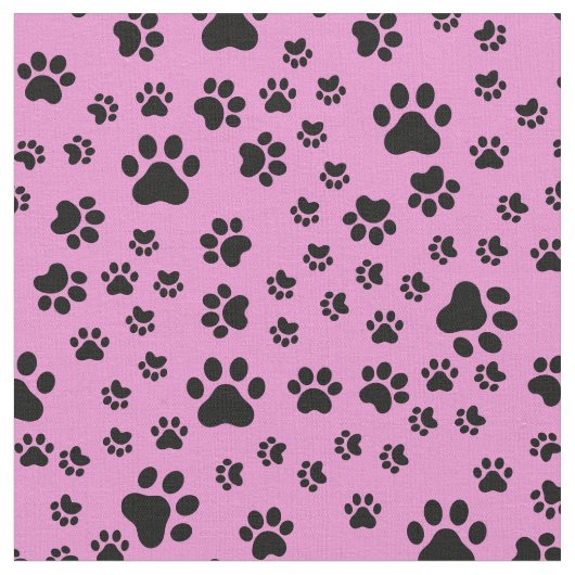 Black Paw Prints op Bubblegum Roze Stof (Close Up)