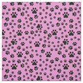 Black Paw Prints op Bubblegum Roze Stof (Swatch)