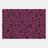 Black Paw Prints op Cranberry Inpakpapier Vel (Voorkant 2)