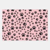 Black Paw Prints op limonade roze Inpakpapier Vel (Voorkant 2)