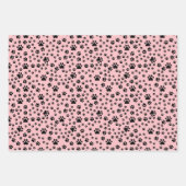 Black Paw Prints op limonade roze Inpakpapier Vel (Voorkant)