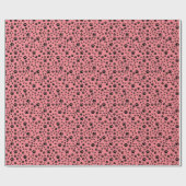Black Paw Prints op Strawberry Pink Cadeaupapier (Vlak)