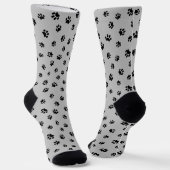 Black Paw Prints Patroon grijs Sokken (Gebogen)