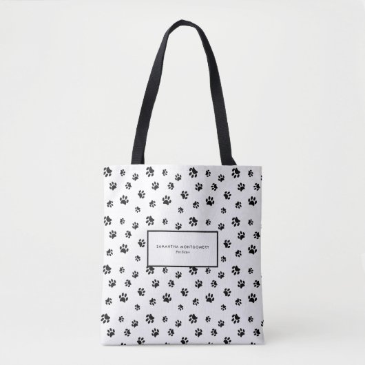 Black Paw Prints Professionele Huisdieroppasser Tote Bag (Voorkant)