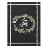 Black Peace Joy Evergreen Cones Wreath Tablecloth Tafelkleed (Voorkant)