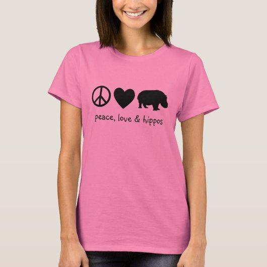 Black Peace Love & Hippos T-shirt (Voorkant)