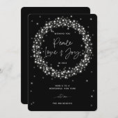 Black Peace Love+Joy Sparking Lights Feestdagenkaart (Voorkant / Achterkant)