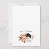 Black Peach Gold Floral Customizable Wedding  Kaart (Achterkant)
