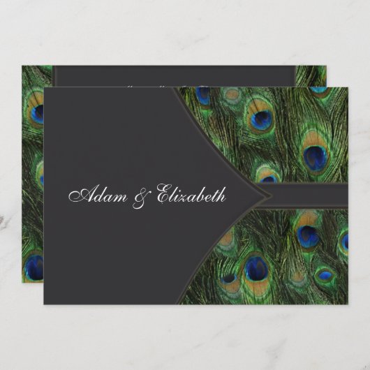 Black Peacock bruiloft uitnodigingen (Voorkant / Achterkant)