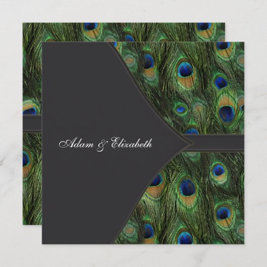 Black Peacock bruiloft uitnodigingen (Voorkant / Achterkant)