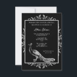 Black Peacock Flourish Bridal Shower Kaart<br><div class="desc">Creëer nodigt u allen uit met een Black Peacock Flourish bridal doucheuitnodiging. Het uitnodigingsontwerp kenmerkt een elegante pauw die met bloei wordt bewogen. Pas aan met de naam van de bruid samen met de details van het vrijgezellenfeest. Extra trouwbenodigdheden zijn ook beschikbaar bij dit ontwerp.</div>
