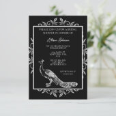 Black Peacock Flourish Bridal Shower Kaart (Staand voorkant)