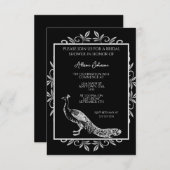 Black Peacock Flourish Bridal Shower Kaart (Voorkant / Achterkant)