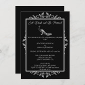 Black Peacock Flourish Rehearsal Dinner Kaart (Voorkant / Achterkant)