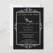 Black Peacock Flourish Rehearsal Dinner Kaart (Voorkant)