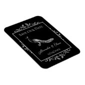 Black Peacock Flourish Save the Date Magnet Magneet (Rechterzijde)