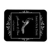 Black Peacock Flourish Save the Date Magnet Magneet (Horizontaal)