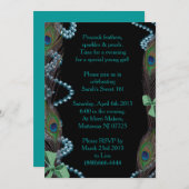 Black Peacock-uitnodiging Kaart (Voorkant / Achterkant)