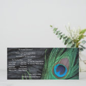 Black Peacock Velvet Achtergrond Trouwprogramma Programmakaart (Staand voorkant)