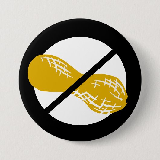 Black Peanut Free Nut Allergy Kinder Ronde Button 7,6 Cm (Voorkant)