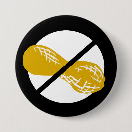 Black Peanut Free Nut Allergy Kinder Ronde Button 7,6 Cm