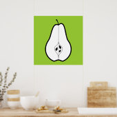 Black Pear Half. Lijnillustratie. Poster (Keuken)