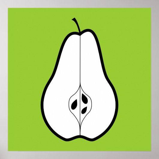 Black Pear Half. Lijnillustratie. Poster (Voorkant)